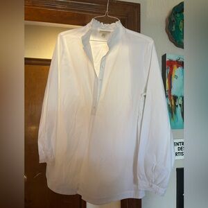 Appleseed's Classic White Blouse with Ruffle Detail